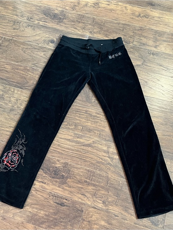 BCBGMaxAzria Pants - BCBG Women’s Velour Low-rise Track Pants Gemstones Bedazzled💅